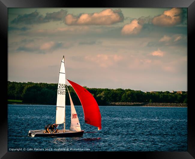 Red sails in the sunset Framed Print by Colin Flatters