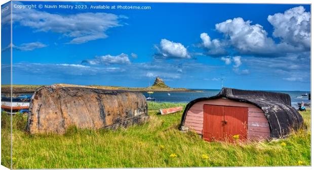 Fishermans Sheds on Lindisfarne Island Canvas Print by Navin Mistry