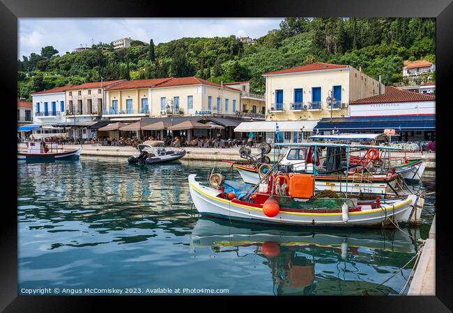 Fishing boats in Katakolon harbour, Greece Framed Print by Angus McComiskey