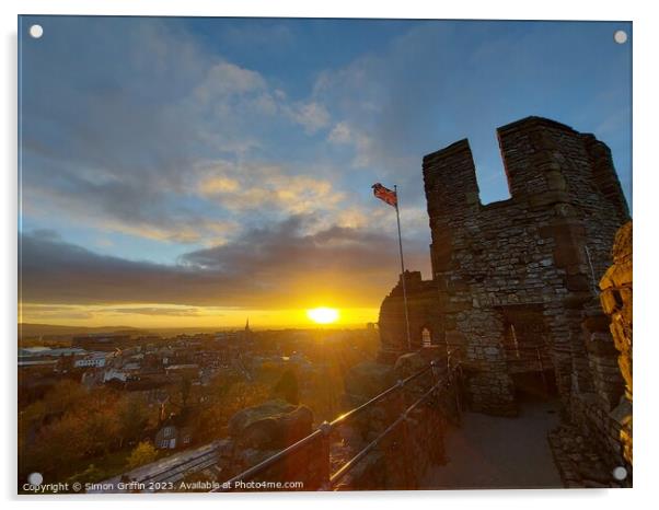 Castle Sunset - Dudley Castle Acrylic by Simon Griffin