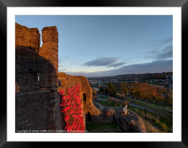 Castle Sky - Poppies Remembrance Day - Dudley Cast Framed Mounted Print by Simon Griffin