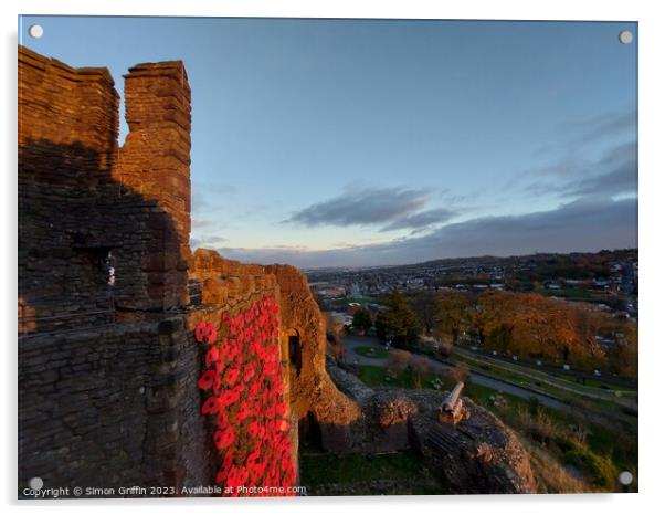 Castle Sky - Poppies Remembrance Day - Dudley Cast Acrylic by Simon Griffin