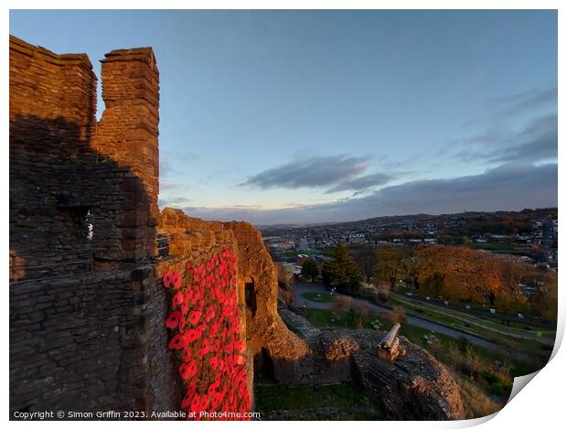 Castle Sky - Poppies Remembrance Day - Dudley Cast Print by Simon Griffin