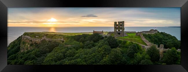 Scarborough Castle Sunrise Panorama Framed Print by Apollo Aerial Photography