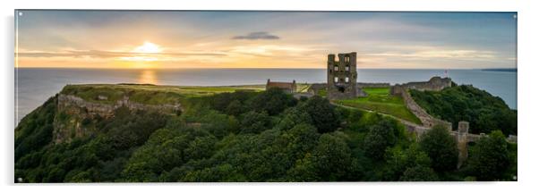 Scarborough Castle Sunrise Panorama Acrylic by Apollo Aerial Photography
