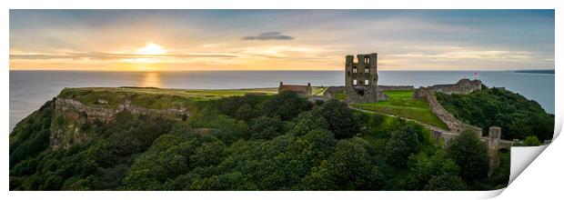 Scarborough Castle Sunrise Panorama Print by Apollo Aerial Photography