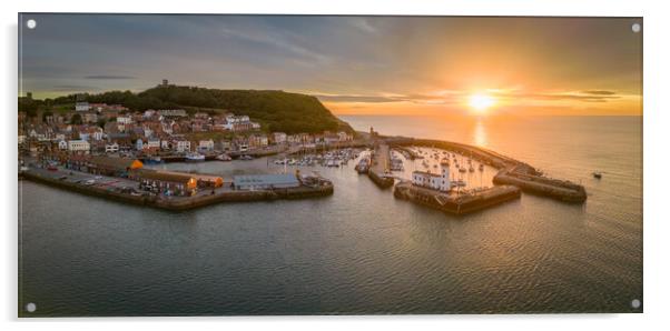 Scarborough Harbour Sunrise Panorama Acrylic by Apollo Aerial Photography