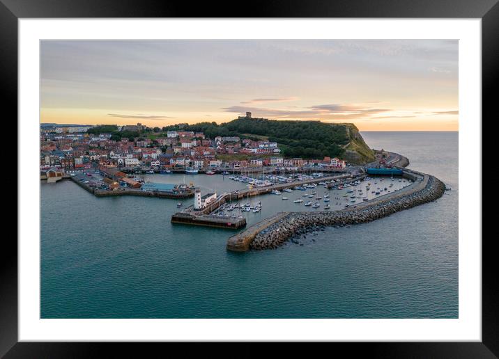 Scarborough Harbour Sunrise Framed Mounted Print by Apollo Aerial Photography