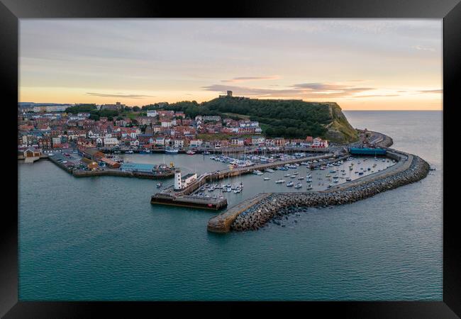 Scarborough Harbour Sunrise Framed Print by Apollo Aerial Photography