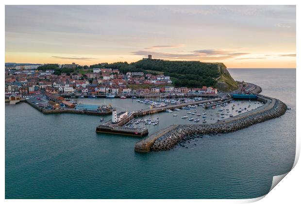 Scarborough Harbour Sunrise Print by Apollo Aerial Photography