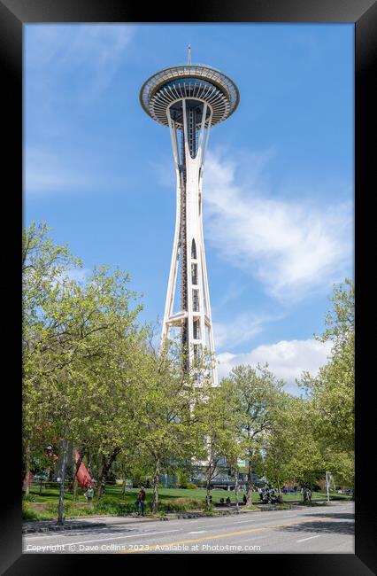 The Space Needle from Lower Queen Anne Street, Seattle, Washington, USA Framed Print by Dave Collins