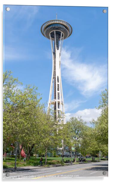 The Space Needle from Lower Queen Anne Street, Seattle, Washington, USA Acrylic by Dave Collins