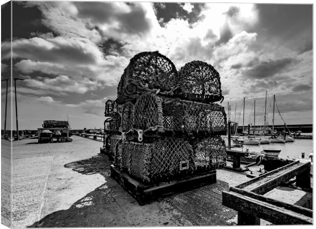 Crab Traps Mono Canvas Print by Glen Allen