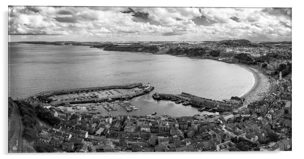 Scarborough's South Bay Black and White Acrylic by Apollo Aerial Photography