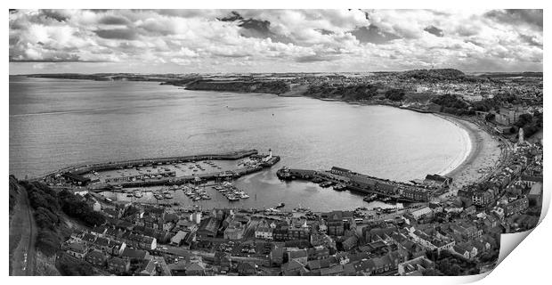 Scarborough's South Bay Black and White Print by Apollo Aerial Photography