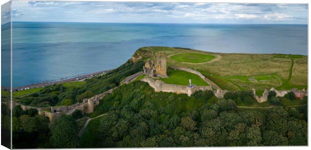 Scarborough Castle Bay Panorama Canvas Print by Apollo Aerial Photography
