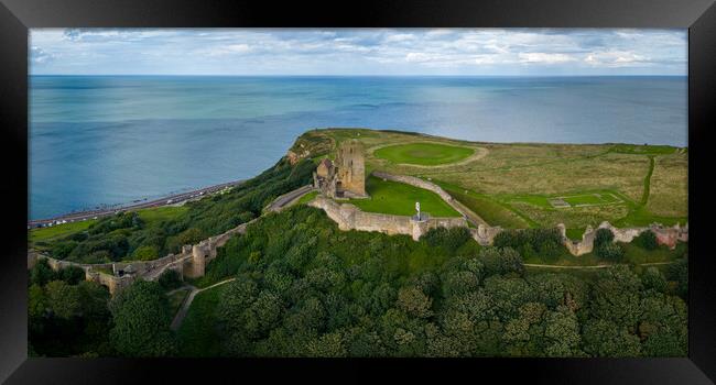 Scarborough Castle Bay Panorama Framed Print by Apollo Aerial Photography