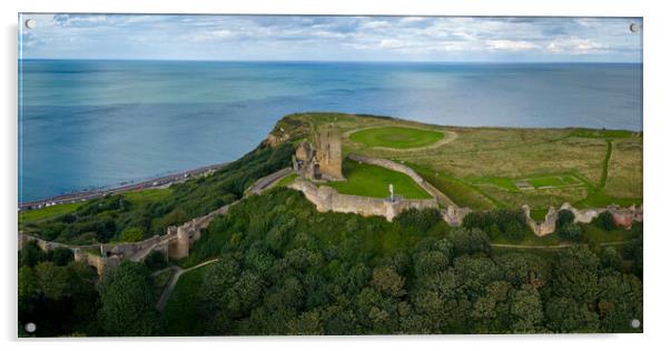 Scarborough Castle Bay Panorama Acrylic by Apollo Aerial Photography