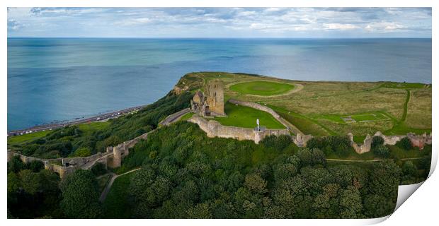 Scarborough Castle Bay Panorama Print by Apollo Aerial Photography