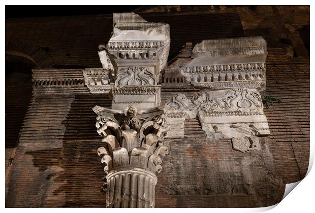 Ancient Pantheon Architectural Details In Rome Print by Artur Bogacki
