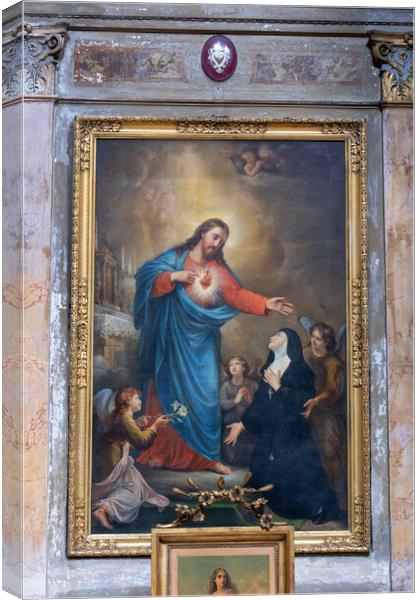 Christ Showing His Sacred Heart to St Margaret Mary Canvas Print by Artur Bogacki