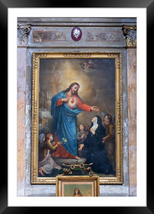 Christ Showing His Sacred Heart to St Margaret Mary Framed Mounted Print by Artur Bogacki