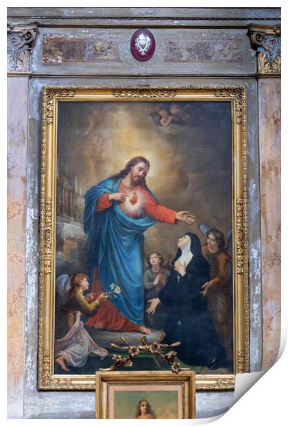 Christ Showing His Sacred Heart to St Margaret Mary Print by Artur Bogacki