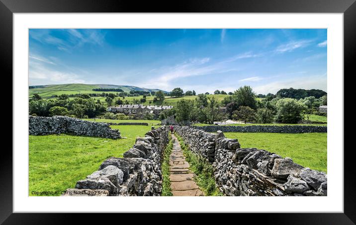 Dry stone walls of Grassington in the Yorkshire Dales. Framed Mounted Print by Chris North