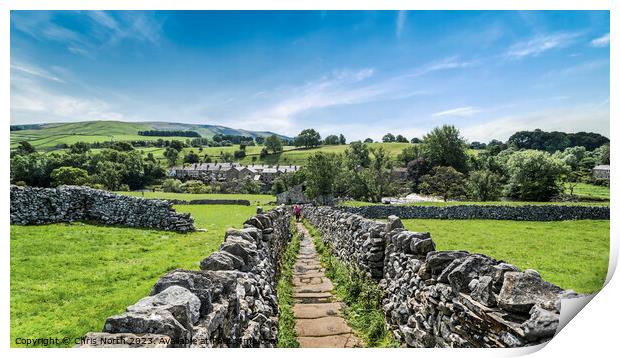 Dry stone walls of Grassington in the Yorkshire Dales. Print by Chris North