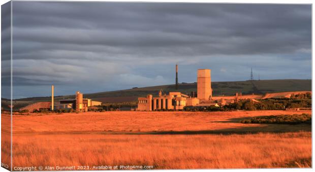 Sunset on Cement Works Canvas Print by Alan Dunnett
