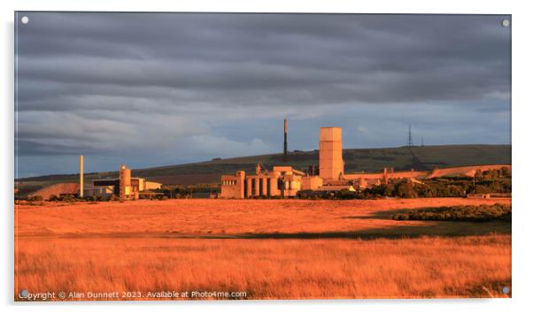 Sunset on Cement Works Acrylic by Alan Dunnett