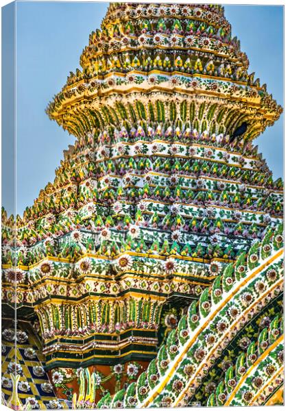 Ceraimic Chedi Spire Pagoda Wat Pho Bangkok Thailand Canvas Print by William Perry