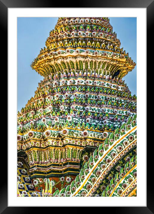 Ceraimic Chedi Spire Pagoda Wat Pho Bangkok Thailand Framed Mounted Print by William Perry