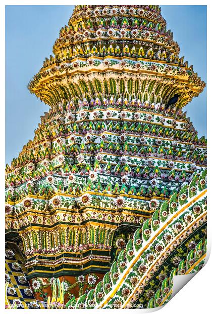 Ceraimic Chedi Spire Pagoda Wat Pho Bangkok Thailand Print by William Perry