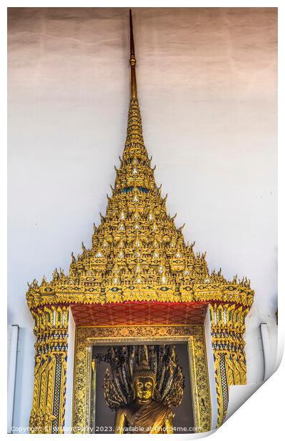 Golden Buddha Statue Entrance Wat Pho Bangkok Thailand Print by William Perry