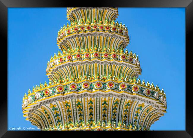 Ceraimic Chedi Spire Pagoda Wat Pho Bangkok Thailand Framed Print by William Perry