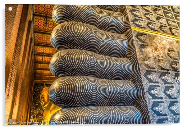  Reclining Buddha Feet Wat Pho Bangkok Thailand Acrylic by William Perry