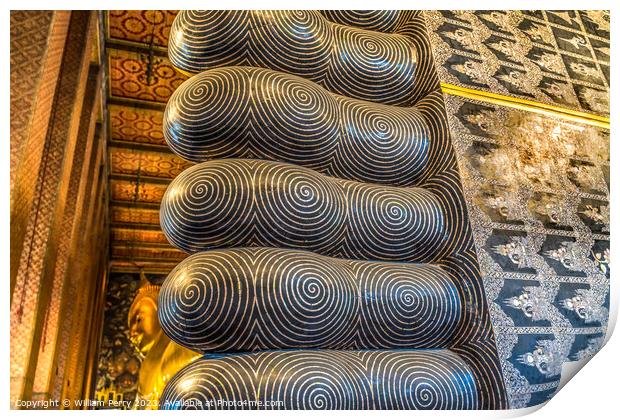  Reclining Buddha Feet Wat Pho Bangkok Thailand Print by William Perry