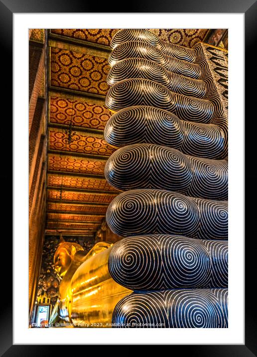  Reclining Buddha Toes Feet Wat Pho Bangkok Thailand Framed Mounted Print by William Perry