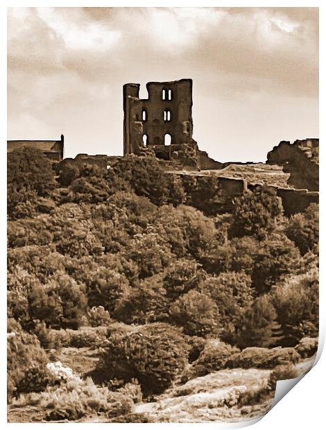 Scarborough Castle - Sepia Print by Glen Allen