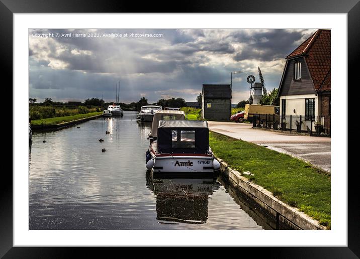 Boats Resting at Thurne's Waters Framed Mounted Print by Avril Harris