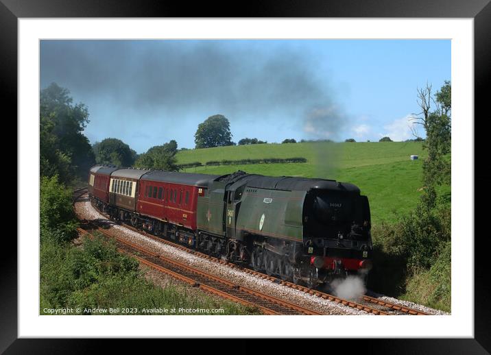 Steam train Tangmere Framed Mounted Print by Andrew Bell