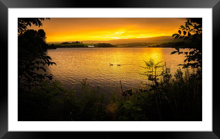 Sunrise at Hollingworth Lake, Littleborough. Framed Mounted Print by DAVID FRANCIS