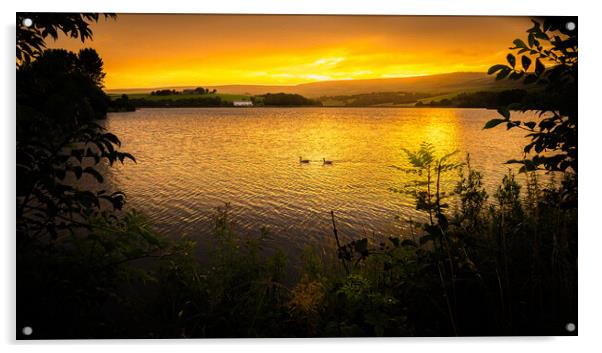Sunrise at Hollingworth Lake, Littleborough. Acrylic by DAVID FRANCIS