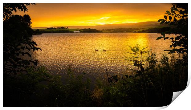 Sunrise at Hollingworth Lake, Littleborough. Print by DAVID FRANCIS