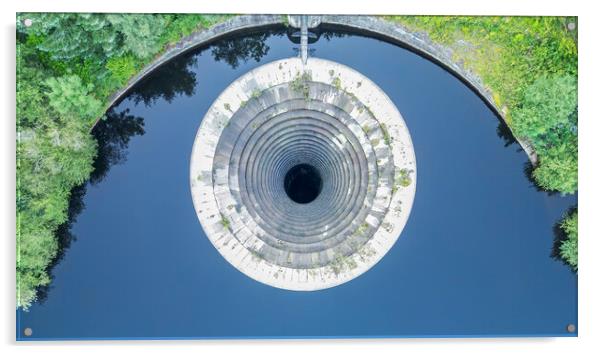 Ladybower Reservoir Plug Hole Acrylic by Tim Hill