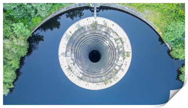 Ladybower Reservoir Plug Hole Print by Tim Hill