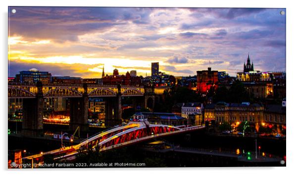Newcastle Skyline Acrylic by Richard Fairbairn
