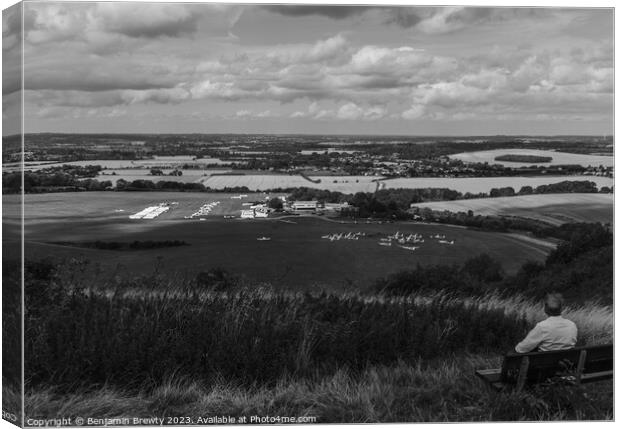 Dunstable Downs ( Black & White ) Canvas Print by Benjamin Brewty