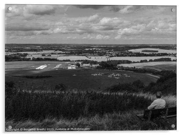 Dunstable Downs ( Black & White ) Acrylic by Benjamin Brewty